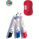 Glanart Kolay Silinebilir 3 Renk Tahta Kalemi Seti Board Marker Seti + Keçe Tabanlı Tahta Silgisi - Kırmızı - standart - yazı tahtası kalemi