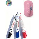 Glanart Kolay Silinebilir 3 Renk Tahta Kalemi Seti Board Marker Seti + Keçe Tabanlı Tahta Silgisi - Pembe - standart - yazı tahtası kalemi