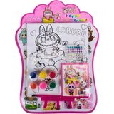 Glanart Mini Şövaleli 15X20 cm Ebat Çocuklara Özel Labubu Boyama Seti - Pembe