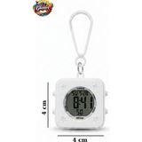 Glanart Öğrenciler Için Dijital Su Geçirmez Işıklı ,alarmlı , Kronometreli Anahtarlık Saat 1 Adet - Beyaz - 4x4 cm