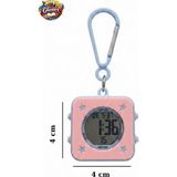 Glanart öğrenciler için dijital su geçirmez ışıklı ,alarmlı , kronometreli anahtarlık saat 1 adet - Pembe - 4x4 cm
