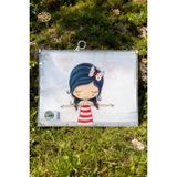 Glanart Sunum Proje Dosyası Klips Fermuarlı A4 Boy Ödev Dosyası Kız Desenli (32,5X24,5 Cm) 1 Adet - Şeffaf - Beyaz