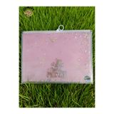 Glanart Sunum Proje Dosyası Klips Fermuarlı A4 Boy Ödev Dosyası Simli Pullu Açık PEMBE(32,5X24,5 Cm) 1 Adet