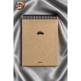 Glanart Üstten Spiralli 100 Yaprak Kareli Orta Boy Sert Kapak Bloknot Defter Kraft Kağıt 16X23 cm - 1 Adet - Sarı