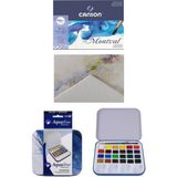 Glance 24 Renk Daler Rowney Aquafine Suluboya Seti Metal Kutulu 1 Adet 300 gr Canson Defter