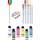 Glance 25X35 Tuval Brons Yağlı Boya ve Akrilik Fırçası Sentetik 7"li Set Artdeco 140 ml 6 Renk Akrilik