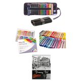 Glance A5 Eskiz Defterli Cretacolor Dereceli Kalem Studioline Derwent Colour Thin Pentel 36'lı Rulo Çanta