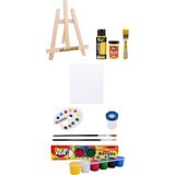 Glance Ahşap Şövale Sarı Renge Boyama ve 25X35 Tuval Funny Kids 6 Renk x 15 ml Akrilik Boya Başlangıç Seti