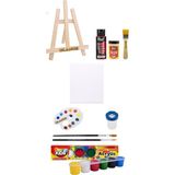 Glance Ahşaşövale Kırmızı Renge Boyama ve 25X35 Tuval Funny Kids 6 RENKX15 ml Akrilik Boya Başlangıç Seti