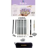 Glance Alex Design Ja Eskiz Defteri 180GR 25X35CM 15 Yp Lyra Dereceli Karakalem Profesyonel Çizim Seti