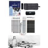 Glance Alex Schoeller A5 300GR Cretacolor 6'lı Aquarell Sulandırılabilir Fırçalı Rulo Kalemlik Eskiz Seti