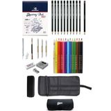 Glance Alex Schoeller A5 Eskiz Defterli 50 Yp Faber-Castell Grip Boya Kalemi Çantalı Çizim Eskiz Seti