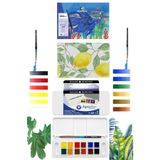 GLANCE Alex Schoeller Art Suluboya Defteri 300gr A5 12 Yaprak Daler Rowney Aquafine Sulu Boya Seti 12'li
