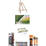 Glance Art-X 12 ml 12 'li Akrilik Set-Orta Boy Şövale-Art Liva-Zemin Fırçan:8-5 Parça Sanat Seti