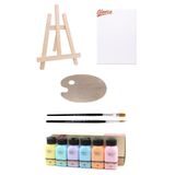 Glance Artdeco Akrilik Boya 6X75 ml Pastel 25X35TUVAL Ahşap Palet Mini Masaüstü Şövale Seti