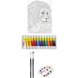 Glance Artdeco Desenli Tuval 40X50CM Aslan Fanart Academy Akrilik Boya Seti 12 Renk x 12ML