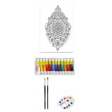 Glance Artdeco Desenli Tuval 40X50CM Otantik Kına2 Fanart Academy Akrilik Boya Seti 12 Renk x 12ML