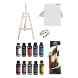 GLANCE AYAKLI ŞÖVALE+50X70 TUVAL 10'LU RİCH AKRİLİK 120 CC + 7'Lİ FIRÇA SET