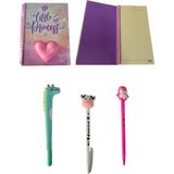 Glance Baskılı Squishy Defter Defter Küçük Prenses Çizgili 3'lü Kalem Seti