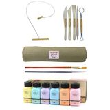 Glance Beyaz Seramik Hamuru 6 kg Kil Kesme Teli 5'li Ebeşuar Artdeco Akrilik Boya 6x75 Ml Pastel Renkler