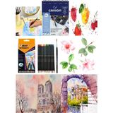 Glance Bic Intensity Aquarelle Kuru-Suluboya Kalemi 12 Renk Canson Defter A5 200 gr Set