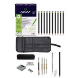Glance Canson 1557 A5 Eskiz Defteri 120g Karakalem Çantalı Çizim Eskiz Seti Hamur Silgi Kömür Kalem