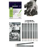 Glance Canson 1557 Eskiz Çizim Defteri 40 Yp Lyra Art Design Dereceli Kalem 10'lu Set