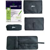 Glance Canson A5 120 gr 40 Yaprak Defter Cepli Siyah Kalemlik 24 Bölmeli + Kalem Kutusu