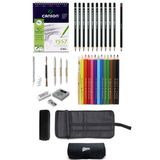 Glance Canson A5 120 gr 40 Yaprak Eskiz Defteri Faber-Castell Grip Boya Kalemi Çantalı Çizim Eskiz Seti
