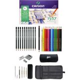 Glance Canson Resim Defteri 35X50CM180 gr 15 Yaprak Faber-Castell Grip Boya Kalemi Çantalı Çizim Eskiz Seti