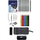Glance Canson Resim Defteri A5 200 gr Faber-Castell Grip Boya Kalemi Çantalı Çizim Eskiz Seti