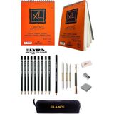 Glance Canson Xl A5 Eskiz Defterli Karakalem ve Kalemlik Hediyeli! Çizim Eskiz Seti