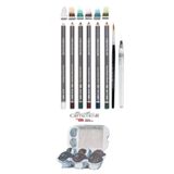 Glance Cretacolor 6'lı Aquarell Sulandırılabilir Fırçalı Karakalem Eskiz Çizim Kalemi Seti