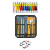 Glance Daler Rowney Gold Taklon 10'lu Çantalı Fırça Seti Fanart Academy 12 x 12ML Akrilik Boya Seti