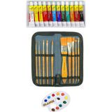 Glance Daler Rowney Gold Taklon 10'lu Çantalı Fırça Seti Fanart Academy 12 x 12ML Akrilik Boya Seti