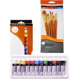 Glance Daler Rowney Simply Akrilik Boya Seti 12X12 ml Daler Rowney Fırça Seti 7li