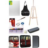 Glance Daler Rowney Simply Yağlı Boya 12 Renk x 12 ml Profesyonel Şövale Seti Çantalı Fırça ile