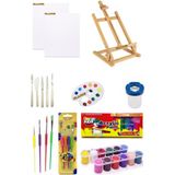 Glance Daler Rowney Simply Yağlı Boya 12 Renk x 1rich Funny Kids 15 ml Akrilik 12 Li Masaüstü Şövale Seti2 ml 10`lu Çantalı Fırça Profesyonel Şövale Seti