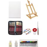 Glance Daler Rowney Simply Yağlı Boya Seti 12X12ML Daler Rowney Fırça Seti 10'lu Masaüstü Şövale Seti