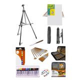 Glance Daller Rowney Simply 12X12ML 12 Renk Akrilik BOYA-50X70 Tuval-Portatif Metal Şövale Seti