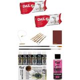 Glance Das Beyaz Seramik Kili 500 GRX2GR ve Rich Mastermix 60 cc 6'lı Metalik Renkler Akrilik Boya Seti