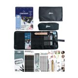 Glance Defter A5 200GR Cretacolor 6'lı Aquarell-Dereceli Cepli Siyah Kalemlik 24 Bölmeli + Kalem Kutusu Set