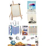 Glance Dereceli Kurşun Kalem Seti 25X35 Duralit Masaüstü Drawing Şövale Set Polycolor 12'li Set