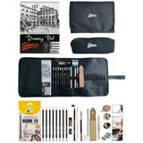 Glance Eskiz A5 120 gr Adel Dereceli Kalem Seti 8'li Siyah Kalemlik 24 Bölmeli + Kalem Kutusu Set