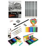 GLANCE Eskiz Defteri A5 120 gr 50 Yp Lyra Dereceli Kalem Fanart Academy Toz Pastel Seti 12 Renk
