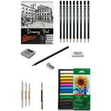 Glance Eskiz Defteri A5 120 gr 50 yp Lyra Dereceli Kalem Karakalem Derwent Academy Soft Pastel 12 Renk