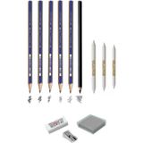 Glance Faber Dereceli Resim Kalemi Seti Hb-B-2b-4b-5b Renkli Kalemler ve Silgi ile Tam Set