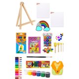Glance Masaüstü Mini Şövale Parmak Boyası Kuruboya Boyama Kitabı Çocuk Eğlence Seti