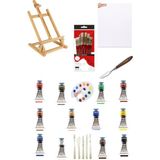 Glance Masaüstü Şövale Artıva Serıes Oıl Color 37 ml 12"li Set Oil Brushes 10LU Fırça Tuval Set
