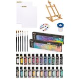 Glance Masaüstü Şövale Rich Master Mix 60 cc Akrilik 12'li Canlı Renkler Pastel Renkler Başlangıç Seti